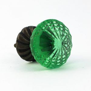 vintage green glass decorative knob 2