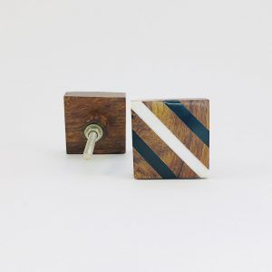 square two tone striped wooden knob2