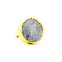 DSC 0781Round dark grey stone and brass knob