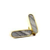 Grey Marble and Brass Oblong Pull 4 1