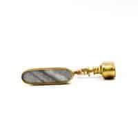 Grey Marble and Brass Oblong Pull 6 1