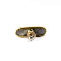 Grey Marble and Brass Oblong Pull 9 1