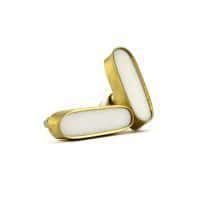 White Marble and Brass Oblong Pull P 000008 1