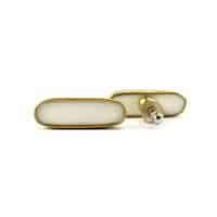 White Marble and Brass Oblong Pull P 000008 6