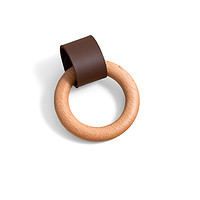 Leather and wood ring pull dark brown 2