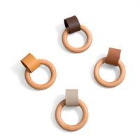 Leather and wood ring pull group 5