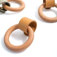 Leather and wood ring pull group 6