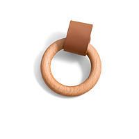 Leather and wood ring pull light brown 2