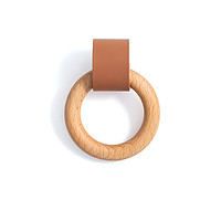 Leather and wood ring pull light brown 3