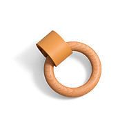 Leather and wood ring pull tan 2
