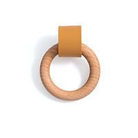 Leather and wood ring pull tan 3